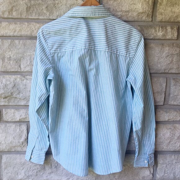 90s Pinstripe Button Down with Floral Decal - Picture 3 of 4